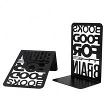 Motivational-Style Hollow Bookends For Reading Mottos, Minimalist Decorative Bookends For Bookshelves, Heavy-Duty Book Stoppers Suitable For Bookshelves, Literary Gifts For Book Lovers And Office Workers Office Desk Accessories Desk Accessories Office Supplies Office Accessories - One Size Fits All - View 4