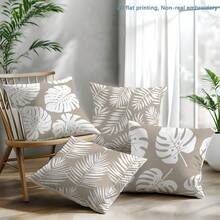 MEMNUN 4pcs Modern Simple Milk Tea Color Tropical Leaf, Monstera Leaf, Palm Leaf Print Pillow Covers [No Pillow Insert], 17.7*17.7in(45*45cm)/19.69*19.69in(50*50cm)/15.75*15.75in(40*40cm), [Single-Sided Printing], Made Of Polyester, Khaki Simple Green Plant Throw Pillow Covers For Sofa, Living Room, Bedroom, Car, Office, Hotel, Homestay Decor, Perfect Gift For Family And Friends - Multicolor - View 10