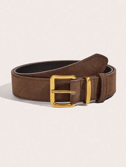 1条棕黑色方形金属扣腰带，性感派对街头风，适合搭配毛衣、裙子、外套、连衣裙，日常、工作、上学、约会、度假皆宜。