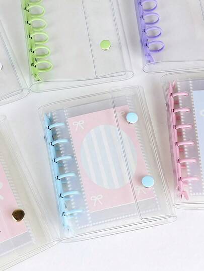 A7透明便携式文件袋，双扣设计，透明A7活页夹，6孔，包含10个双面卡片袋和10张PET透明贴纸，可收纳精美照片，可用作相册，省钱实用，文具，笔记本，贴纸簿，办公用品，学习用品，返校季必备