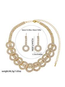 女士首饰套装，项链+耳环，圈形设计，奢华优雅，母亲节礼物，适合宴会、派对及其他场合 - 圓形套裝 - 查看 2