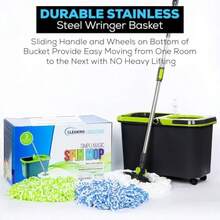 Sisi Home Textile 360° Spin Mop And Bucket With Wringer 3 High-Absorbent Microfiber Washable Heads Soap Dispenser Spinning Mop And Bucket Set For All Types Floor Cleaning - Black/Green - View 3