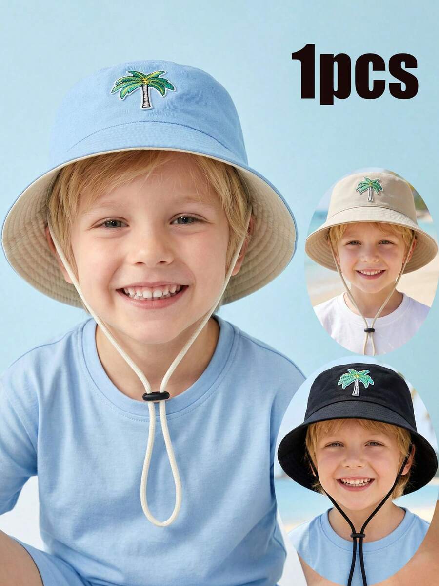 1pc 2-6Y Toddler Boys' Coconut Tree Bucket Hat, Cute Summer Sun Hat, Lightweight Quick Dry Soft Material, One Size Fits Most, Washable For Beach, Outdoor Play, Camping - 1PC - View 1
