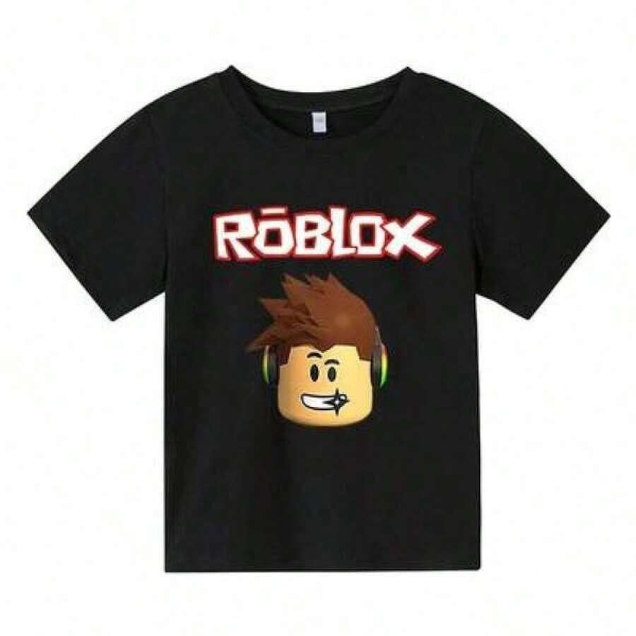 1pc Anime Graphic T-Shirt For Women Kreslené Robloxing Dětské Tričko Kluci Hra Sportovní Bavlněné Tričko Dítě Krátký Rukáv Vrchní Díl Ležérní Street Harajuku Oblečení,1 Piece,Unisex T-Shirt,Family Matching Outfits, Perfect Easter Gift Cheap Clothes Men's Casual Sports Tee Suitable For Men And Women, Y2K,Cool,Fashionable Daily Casual Wear,Matching Outfits For Couples, The Best Gift For Friends, Streetwear - màu đen - Xem 1