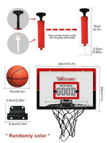 1pc Adjustable Indoor/Outdoor Hanging Basketball Hoop, Portable Backboard Basketball Toy Suitable For Kids Boys Girls 3+ Years Old, Random Color & Design - Multicolor - View 9