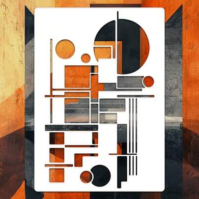 1件几何家居装饰绘画模板，尺寸为11.8x7.3英寸，采用易于清洁的PET材质，适用于绘画艺术工艺品、瓷砖、织物、地板、墙壁等。