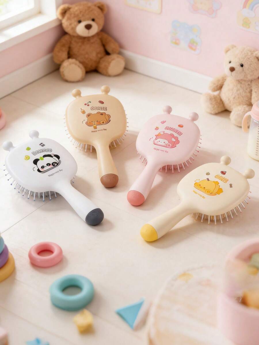 1 chiếc lược massage đệm khí in hình ong hoạt hình dễ thương, lược chải tóc mượt, lược massage da đầu, món quà hoàn hảo cho trẻ em. - Nhiều màu - Xem 1