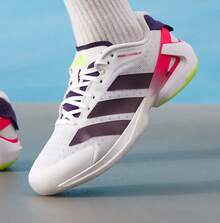 男士新款 Adizero Counterblast 减震运动训练网球鞋 - 白色/紫色/紅色 - 查看 8