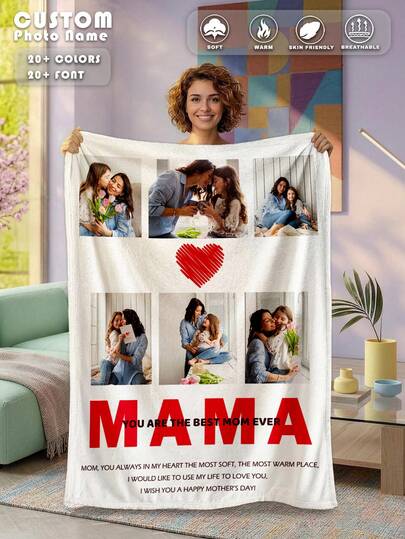 Customized Mother's Day Blanket, Personalized Flannel Throw Blanket With Name And Text, Warm, Soft And Comfortable, Mother's/Grandmother's Gift From Daughter/Son, Personalized Family Text Printed Blanket, Warm And Cozy Blanket, Family Gift, Birthday Gift, Friend Gift, Gift For Her, Gift For Parents