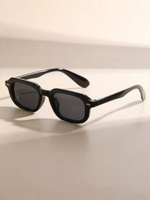 New Women's Square Small Frame Retro Minimalist Elegant Fashion Glasses, Suitable For Street, Vacation, Versatile Accessory - 黑色 - 查看 8