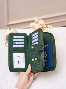 Ví đựng thẻ CHARM INFINITE thời trang tối giản có khóa kéo, ví nữ chống RFID mới, ví dài nhiều lớp dung lượng lớn có khóa kéo và dây đeo cổ tay, ví đa năng đựng hộ chiếu, vé máy bay, thẻ tín dụng, tiền mặt, tiền xu, chìa khóa, ví đựng tiền xu siêu mỏng nhẹ dùng hàng ngày. - Nhiều màu - Xem 9