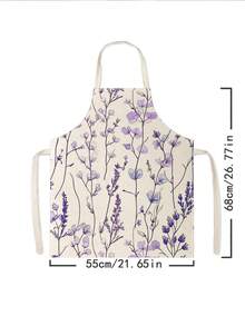 1件蝴蝶與花卉圖案聚酯纖維圍裙，適用於烹飪、烘焙和園藝，可用作廚房和餐廳服裝 - 彩色 - 查看 14