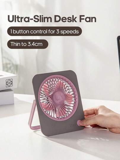 kinscoter 1 pieza Ventilador de escritorio recargable de 1200mAh, ventilador de verano portátil y ligero para oficina y dormitorio