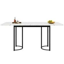 Telescopic Dining Table (140-179.5 X 80 Cm), Extendable Dining Table, Space-Saving Kitchen Table, Metal Frame, Rectangular Dining Table For Dining Room/Living Room, White/Black - 黑與白 - 查看 9