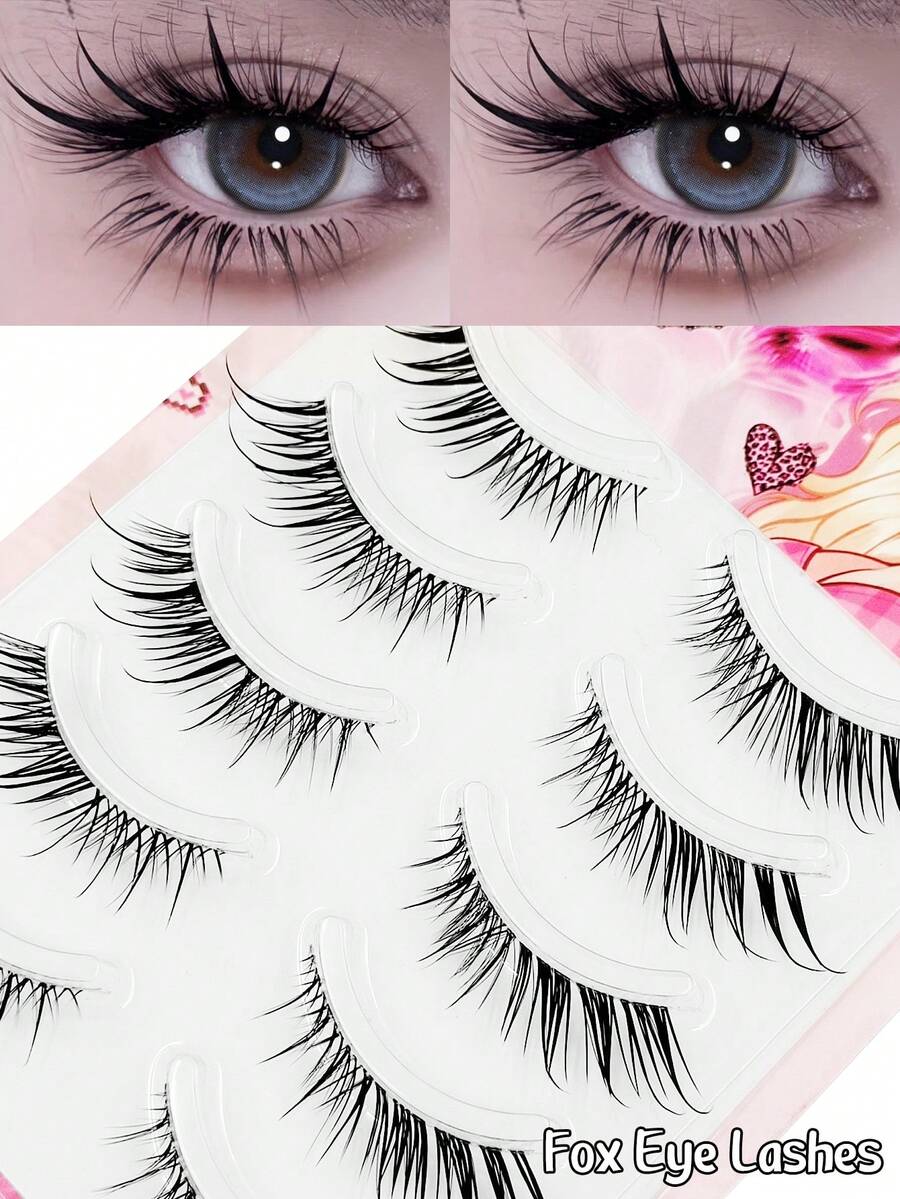 Rikuaild 5 Cặp Mi Giả Mắt Cáo Kiểu Cánh Xoáy, Mi Giả Sọc Đầy Đủ Kiểu Manga Tự Nhiên, Mi Giả Mắt Cáo Kiểu Cánh Xoáy Anime, Mi Dải Đầy Đủ, Mi Giả, Mi Nhái, Mi Dải, Mi Giả Ướt, Mi Mắt Mèo, Mi Manga - màu đen - Xem 1