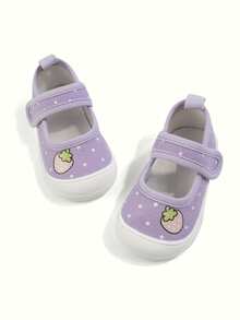 1 Paio di Sneaker in Tela a Punta Quadrata Bassa per Ragazze, Motivo a Pois di Fragole, Scarpe Carine, Dolci, Comode, Casual, con Suola Morbida e Leggere, Adatte per Uscite Quotidiane Estive e Passeggiate in Giardino - Viola - Visualizzare 5