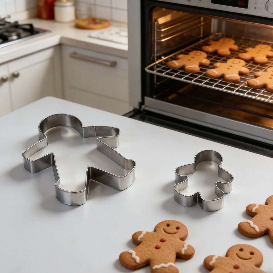 Khuôn cắt bánh hình người bánh gừng bằng thép không gỉ cỡ lớn, kích thước 5.3-3.2 inch, thích hợp để làm bánh quy, bánh ngọt và các loại bánh nướng khác, dụng cụ làm bánh hoạt hình sáng tạo.