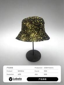 High-End Design Black Gold Sequins Bucket Hat, Women's Elegant Glitter Bucket Hat, Luxury Evening Party Hat Limited Edition Statement Piece Black Gold Sequin Bucket Hat, Premium Quality Shiny Bucket Hat For Women Chic Black & Gold Sequined Bucket Hat, Elegant Wide Brim Bucket Hat Perfect For Spring Summer Autumn Wear,Festival,Travel - A - View 3
