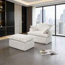 Sofás y Sillones - Beige + Franela + 1 Asiento + Espuma - Ver 1