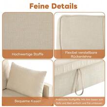 [Sofa Bed With Sleeping Function] Double Sofa, Double Sofa Bed, Adjustable Backrest, Chenille Fabric, High-Density Sponge, Living Room Sofa, Sofa With Bed Function - Beige - View 9