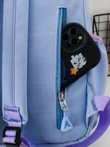Color Block Design Multi-Compartment Large Capacity Backpack, Casual Lightweight Tote Bag - Multicolor - View 6