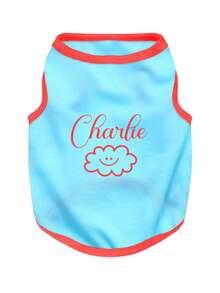 [Customized] Pet Clothes, Cat & Small Dog Vest T-Shirt, Breathable Cute, Heat Transfer Printing Text, Please Provide Text & Numbers To Be Printed! Breathable Summer Pet Apparel Gift (Size Runs Small, Order One Size Up) - Multicolor - View 8