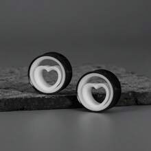 2件装闪亮情人节礼物不锈钢耳扩，可爱双色心形耳洞穿刺饰品女士派对耳环 - style-3 - 查看 11