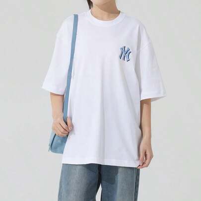 MLB Áo thun unisex cổ điển, dáng rộng, thoải mái cho sinh hoạt hàng ngày, đi làm, dạo phố, thể thao ngoài trời, tay ngắn.