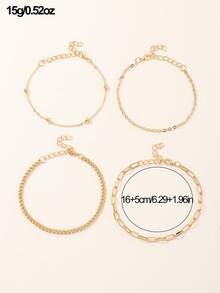 4pcs/Set Girls Chain Bracelet Set, Suitable For Daily Decoration - Gold - View 5