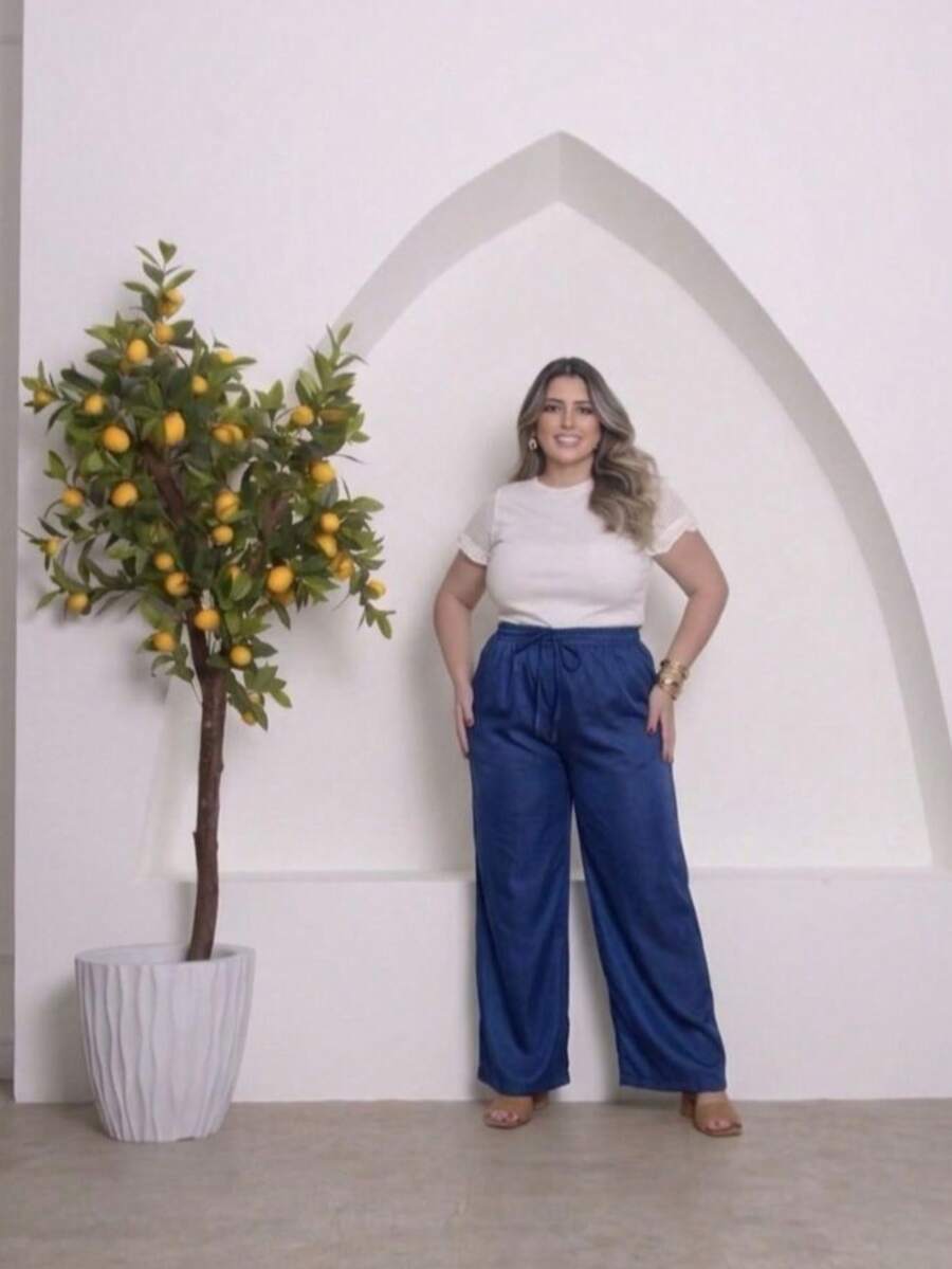 Women's Plus Size Jeans Pantalona - Quần jean màu xanh đậm - Xem 1