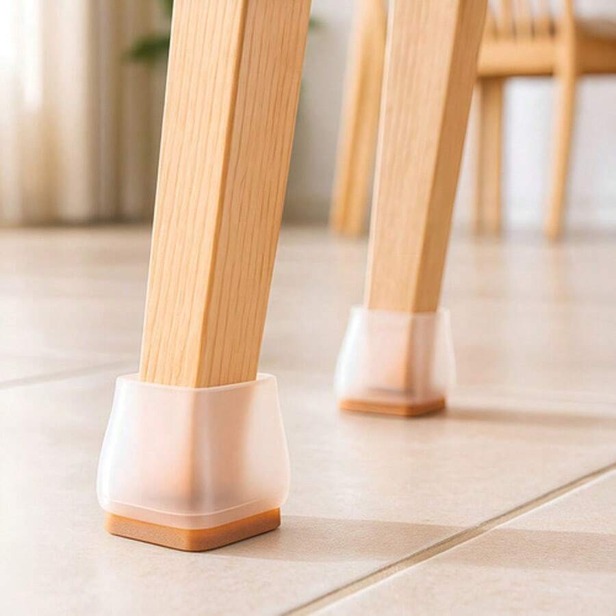 Round Anti-Noise Chair Protector, Chair Leg, Washable Silicone, 4 Units. - 透明的 - 查看 1