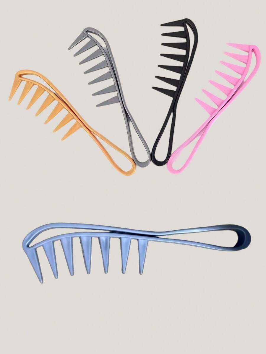 New Hollow Wool Curl Large Tooth Comb, Fluffy Wide Tooth Hair Brush, Texture Styling Comb For Men And Women - Multicolor - View 1