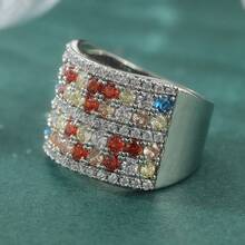Fashionable Wide Band Ring, Suitable For Women To Wear As Decorative Wedding Band, Features Bohemian Beach Style Accessory. Ideal For Daily Wear, Festivals And Various Occasions, A Great Gift For Ladies. - Silver - View 4