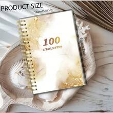 1 pieza Cuaderno de espiral A5 "100 citas juntos" Diario de amor de pareja, diario con pegatinas de fotos, mejor regalo para el Día de San Valentín - platino - Ver 6