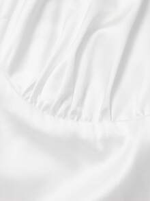QUNGIGU Women's Elegant White Satin V-Neck Asymmetric Ruffle Hem Maxi Dress, Suitable For Pre-Wedding Parties And Formal Dinners - White - View 10