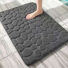 Pebble Pattern Plush Coral Fleece Bath Mat - Non-Slip, Machine Washable, Soft Nylon Material, Beige Textured Surface For Enhanced Traction And Comfort In Bathroom Or Shower | Pebble Pattern Carpet | Comfortable Bathroom Mat, Plush Bathroom Rug | Textured Bath Mat | Soft Coral Fleece, Bathroom Mat - contracted design - View 2
