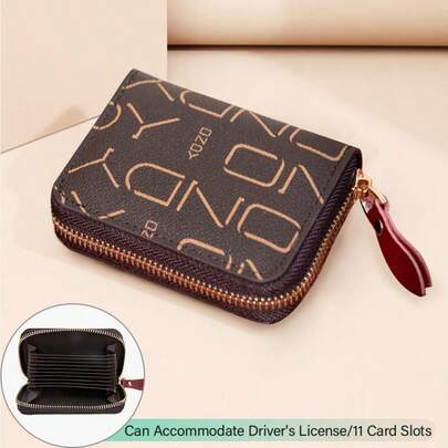 ONDY RFID Anti-Demagnetization Accordion Style Women's Card Holder, 9 Card Slots + 2 Multi-Function Pockets, Zipper ID Card Case, Neutral Driving License Protector, Essential For Work, Business Trip, Travel, Commute Credit Card Organizer