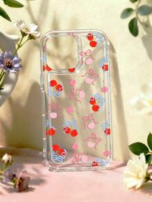清新樱桃蝴蝶结手机壳，红粉樱桃搭配粉蓝色图案，高清喷绘，兼容 13/11/17/17 Pro/16/14/15/15 Pro/15 Plus/15 Pro Max/7 Plus/8 Plus/X/Xs Max/Xr/11 Pro/12 Pro/13 Pro/14 Pro/12 Mini/13 Mini/11 Pro Max/12 Pro Max/13 Pro Max/14 Pro Max/14 Plus/17 Pro Max/17 Air/6/6s Plus/7/8/16 Pro/16 Plus/16 Pro Max/SE2/17 Pro Max 和三星手机Galaxy/A54/A14/A12/A13/A15/A32/A33/A24/A52S/S20/S21/S22/S23/S24/S23Plus/S24ultra/S25/A15/A33/A23 透明防震保护壳 - 彩色 - 查看 5