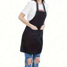 1 chiếc tạp dề đen cổ điển, tạp dề đa năng đơn giản màu đen, có thể điều chỉnh, ba túi dung tích lớn, unisex, thích hợp cho nhà bếp, nhà hàng, nấu nướng, nướng BBQ, ngành dịch vụ ăn uống, trang phục bảo hộ cho đầu bếp, tạp dề phục vụ, tạp dề làm việc bán sỉ - màu đen - Xem 4