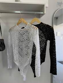 Women's Sexy, Transparent Lace Bodysuit, Sophisticated And Elegant, A Sensual Piece For Parties, Nights Out, Or A Fashion Look. - 所以 - 查看 3
