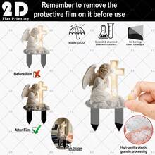 1/2 chiếc cọc trang trí sân vườn hình thiên thần bằng acrylic với thiết kế thánh giá phát sáng, phong cách Bohemian, nghệ thuật trang trí nghĩa trang, quà tặng tưởng niệm, trang trí sân vườn ngoài trời, phù hợp cho mọi mùa, không cần nguồn điện, 2D - Nhiều màu - Xem 5