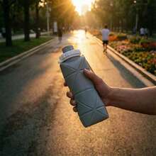 Hot Selling Silicone Foldable Adult Portable Reusable Plastic Cup Outdoor Travel Fitness Cup - Xám - Xem 13
