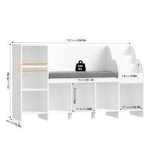 Bookcase, 138.5 Cm Toy Storage Unit With Reading Nook Bench, Book Shelf With 7 Cube Storage - White - View 7