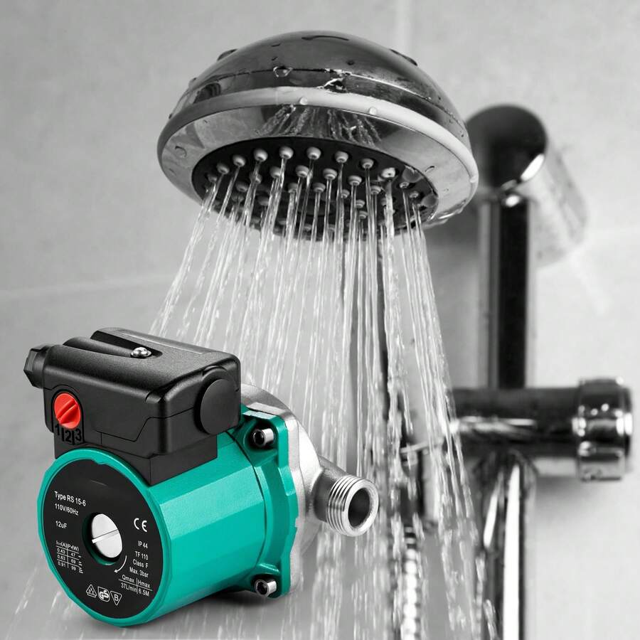 Bomba de recirculación de agua caliente , 93 W, 110 V, adaptador de latón de rosca G de 3/4″ a NPT de 1/2″, cabezal de acero inoxidable, control de 3 velocidades para calentador de agua eléctrico. - Rojo - Ver 1