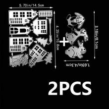 兔子和房屋树切割模具，适用于卡片制作和相册装饰，房屋城市切割模具套装，房屋树模具，模板，压花模板，适用于DIY剪贴簿工艺品 - MC678+DX691 - 查看 7