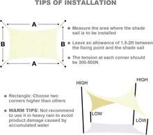 Waterproof Sunshade Sail 2.5m X 3m Rectangular, 120g/M² Sun Protection Tarpaulin Cream-Colored For Garden & Balcony - 1pcs - 查看 5
