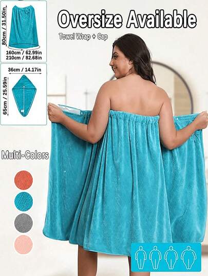 Bộ 2 món áo choàng tắm và mũ trùm tóc cỡ lớn, thiết kế cài nút đôi, áo choàng tắm nữ, chất liệu lông cừu san hô dày dặn, siêu mềm mại, thấm hút tốt, nhanh khô, khăn tắm nữ, khăn mặc được, họa tiết hình thoi thời trang, vải dệt kim, thích hợp cho gia đình, phòng tắm, khách sạn, hồ bơi, dã ngoại, tiệc tùng, SPA, trang trí phòng tắm, đồ dùng phòng tắm, quà tặng ngày Valentine, quà tặng ngày của Mẹ, quà sinh nhật, quà tặng doanh nghiệp, quà tặng khuyến mãi.