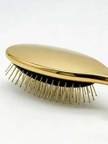 1pc Luxury Gold Electroplated Air Cushion Hair Brush, Anti-Static Scalp Massage Comb, Detangling Fluffy Hair Brush For Wet Dry Hair, Portable Styling Tool For Women - Multicolor - View 4