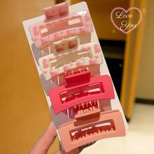 4 buc/set agrafe de păr elegante, drăguțe, roz, în formă de inimă, pentru femei, dimensiuni mici de 2,5 inch, potrivite pentru ocazii casual, școală și alte ocazii, accesoriu ideal pentru părul femeilor, de asemenea, un cadou excelent de iarnă, agrafe de plajă de vară, gheare de păr pentru vacanță, vacanță, călătorie - Multicolor - Vizualizare 2