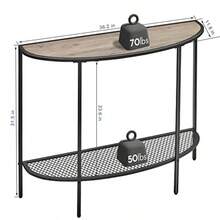 SAYGOER - Mesa de consola de 2 niveles estrecha con estantes de almacenamiento sofá de media luna mesa de entrada industrial para sala de estar recámara pasillo oficina fácil montaje color  527665 - gris - Ver 3